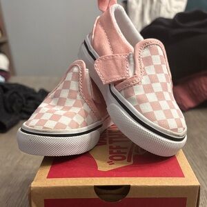 Vans Kids Pink and White Checkered Sneakers